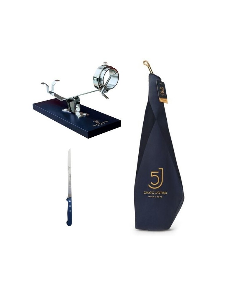 Jambon Cinco Jotas 5J 100% ibérique bellota "Pata Negra" + support 5J + couteau offert