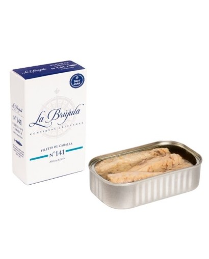 Filetes de caballa ahumados en aceite de oliva La Brujula n.º 141. 115 g