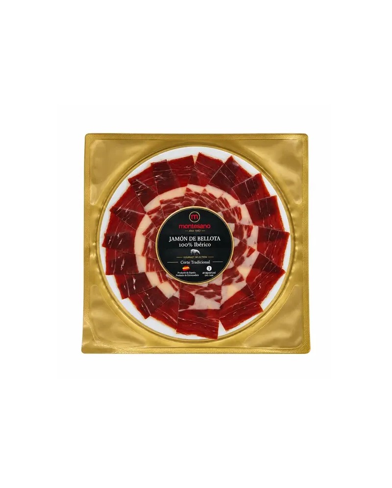100 % iberisk bellota-skinke fra Montesano, 100 g. Traditionelt skåret