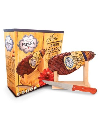 Coffret Jambon Serrano RESERVA Entier avec os avec support et couteau