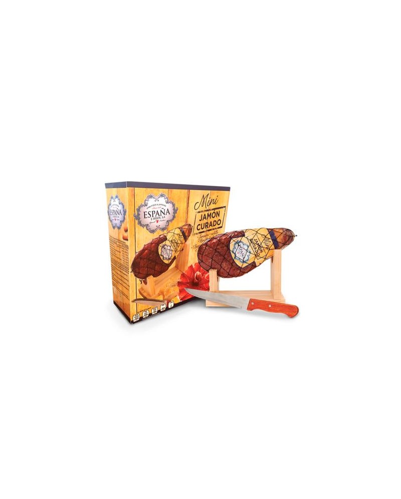 MIni Jamón serrano 1 kg con soporte y cuchillo