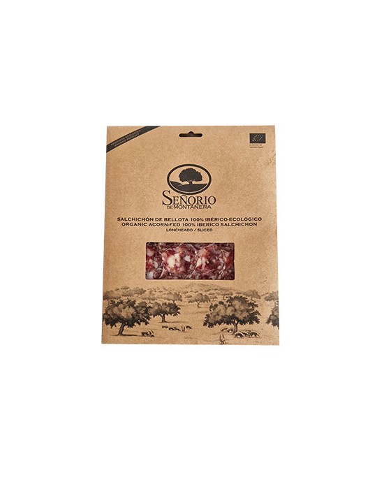 Chorizo de bellota 100% ibérico ecológico, loncheado 100 grs