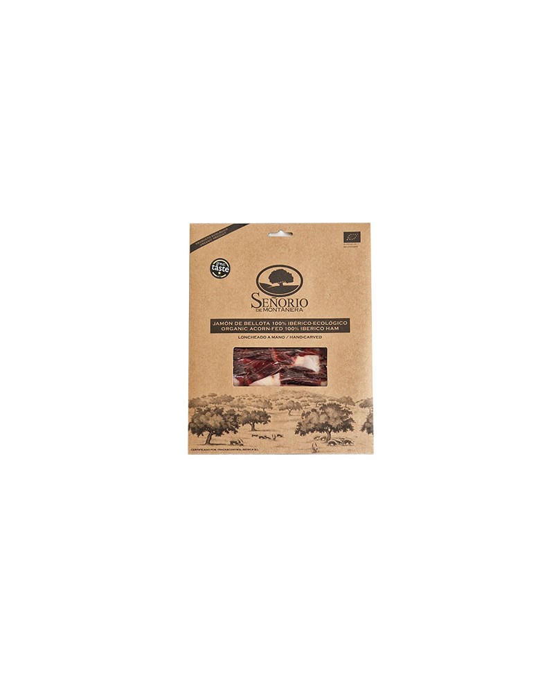 100% Iberian Organic Bellota Ham - Pata Negra, sliced with a knife 80g