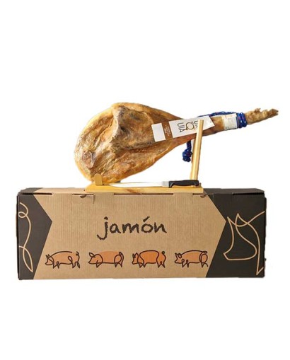 Coffret Jambon Serrano RESERVA Entier avec os avec support et couteau