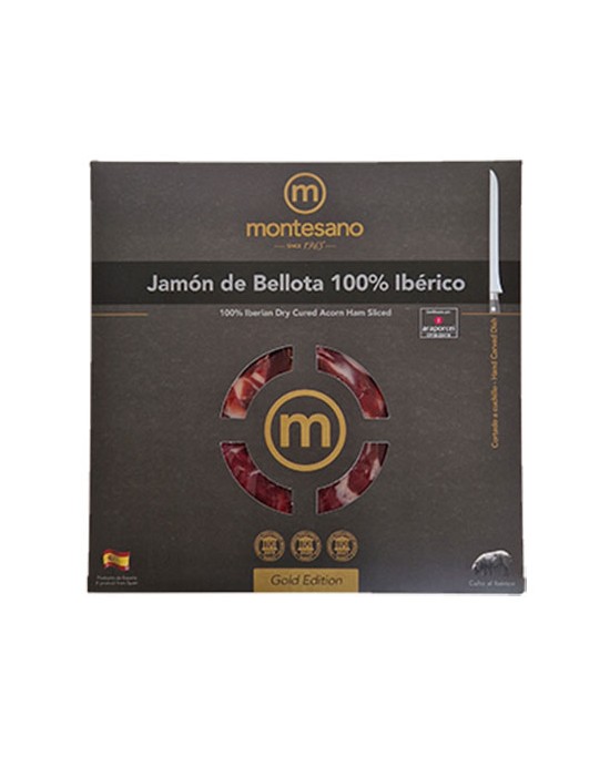 100% iberisk Bellota-skinka - Pata Negra, skivad med kniv 100g