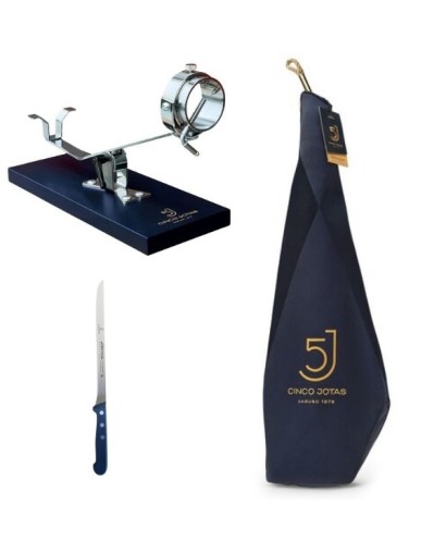 Cinco Jotas 5J Skinka 100% Iberisk Bellota "Pata Negra" + 5J ställning + kniv