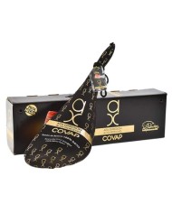 COVAP-skinke, 100 % iberisk, fra egegræs.  "Alta Expresion Oro" BOB Valle de los Pedroches. Pata Negra.