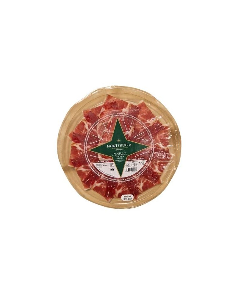 Jambon 50% ibérique Cebo de Campo Montesierra 85 g. Coupe type "tapa" en atmosphère protectrice.