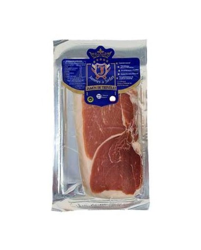 Jambon Serrano de Trevelez 17 mois tranché 100 grs. Sans additifs.