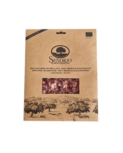 100% iberyjska organiczna kiełbasa bellota, w plasterkach 100 g
