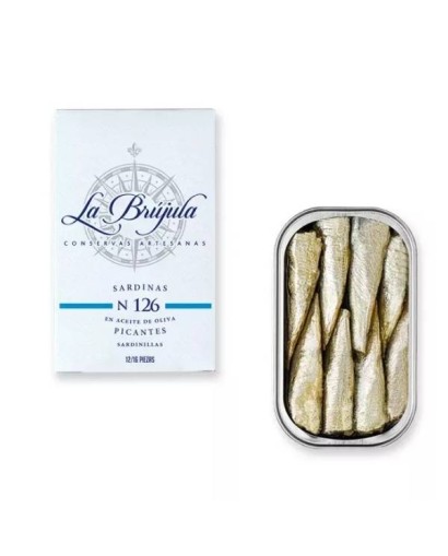 Petites sardines picantes à l'huile d'olive La Brujula nº126. 115 g